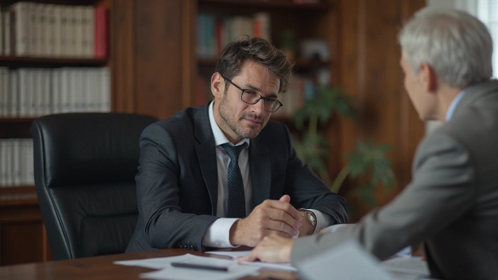 Professional advisor discussing investment and insurance options with client at office desk