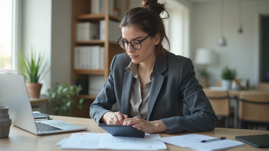 Профессиональный снимок рабочего стола с финансовыми документами и калькулятором